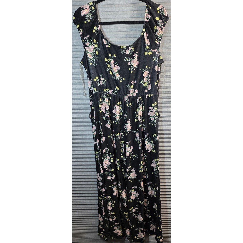 NoBo No Boundaries Floral Romper Plus Size XL Black Pink Yellow Boho Summer